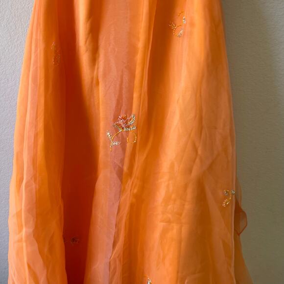 Vintage y2k orange beaded and tie wait tulle ball gown size xs - Picture 4 of 8